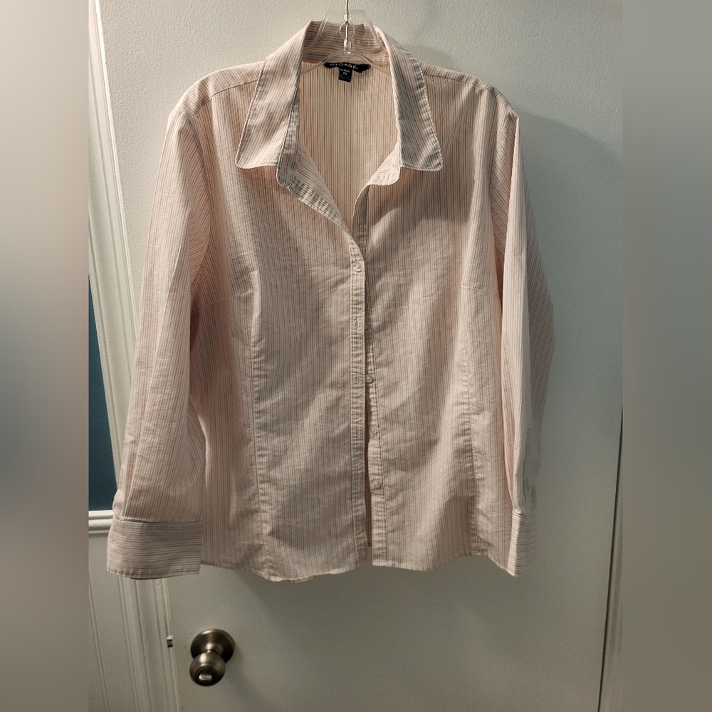 Striped Button-Up Shirt Women's XXL